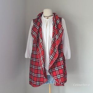 Boutique Red Plaid Buffalo Check Vest